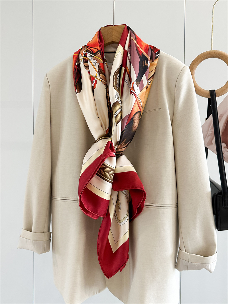 Travel Hair Accessories - Horse Silk Scarf Luxury Designers Hand-rolled