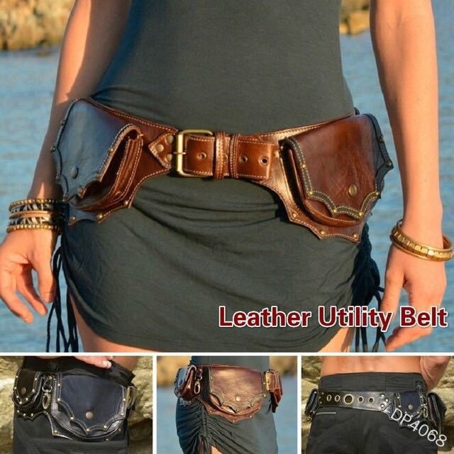 Medieval Steampunk Leather Uti - Travel Accessories Hip Belt recension och pris