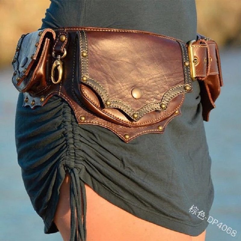 Medieval Steampunk Leather Uti - Travel Accessories Hip Belt recension och pris