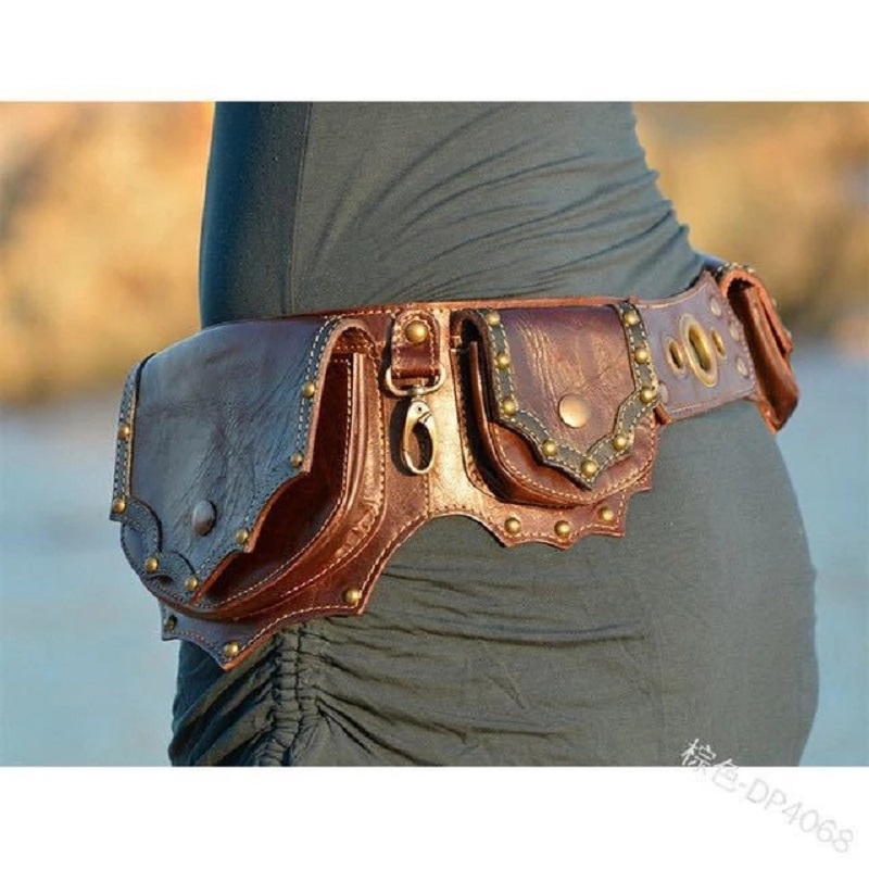 Medieval Steampunk Leather Uti - Travel Accessories Hip Belt recension och pris