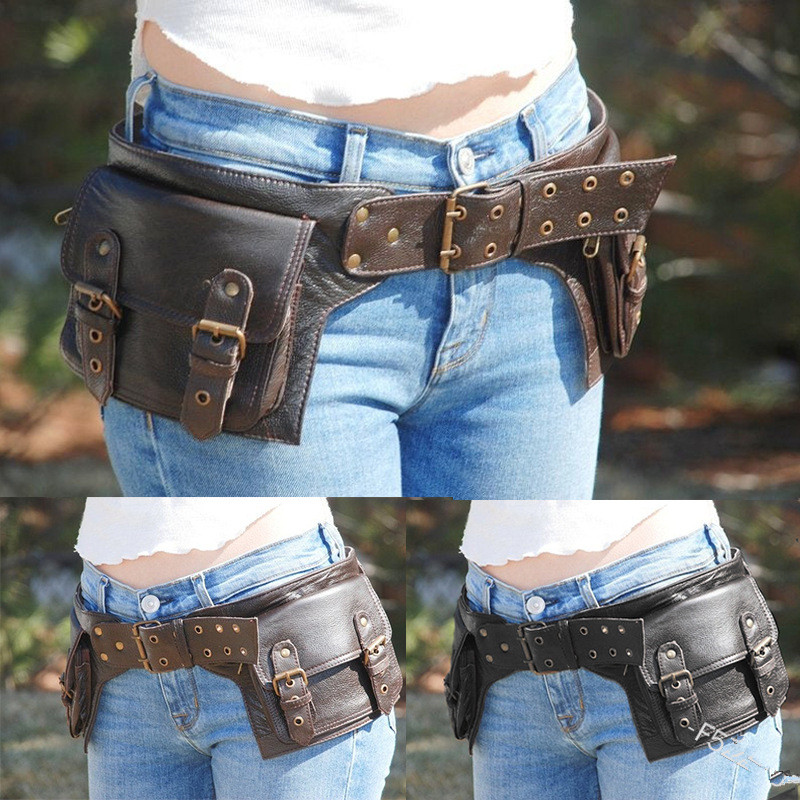 Medieval Steampunk Leather Uti - Travel Accessories Hip Belt recension och pris