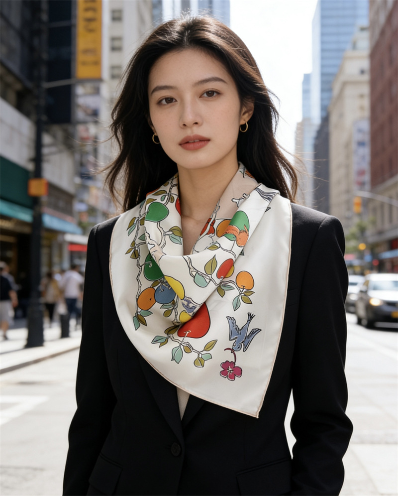 AB Faced Print Silk Scarf 18MM - Travel Hair Accessories recension och pris