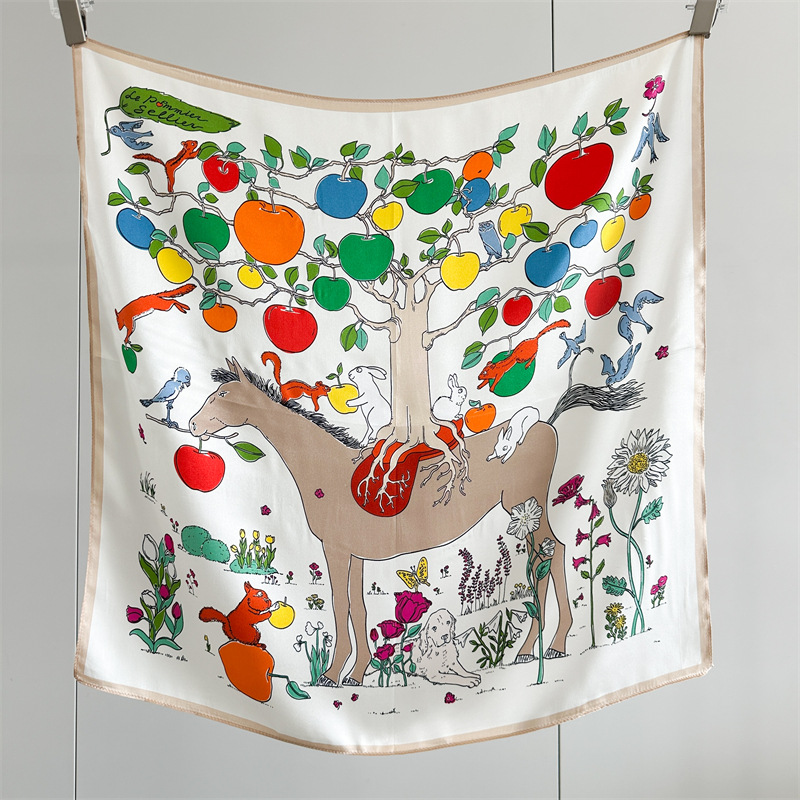 Horse Silk Scarf Women Spring  - Travel Hair Accessories recension och pris