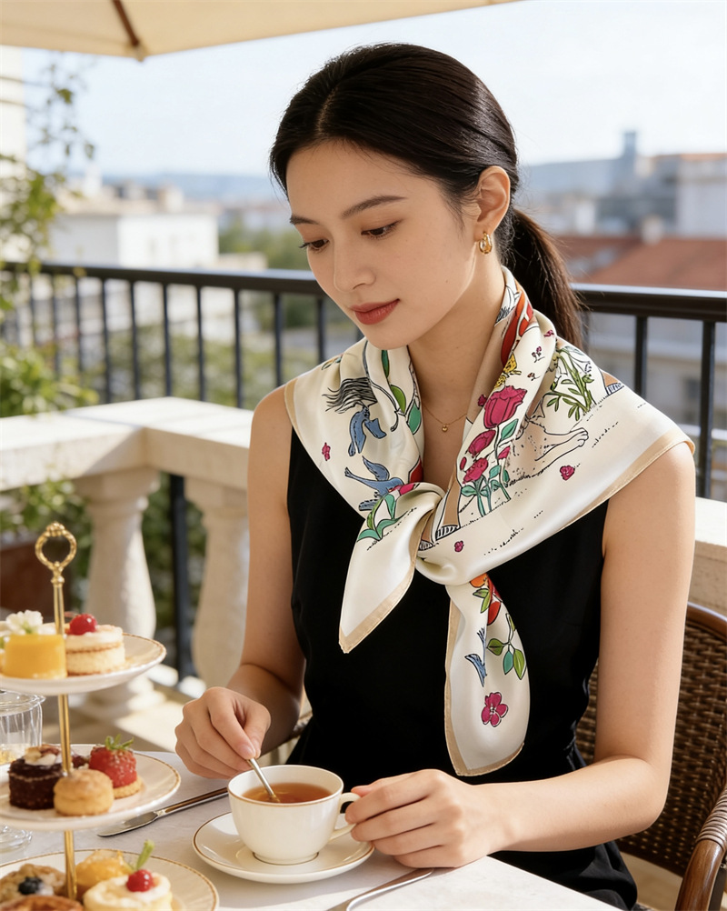 Horse Silk Scarf Women Spring  - Travel Hair Accessories recension och pris