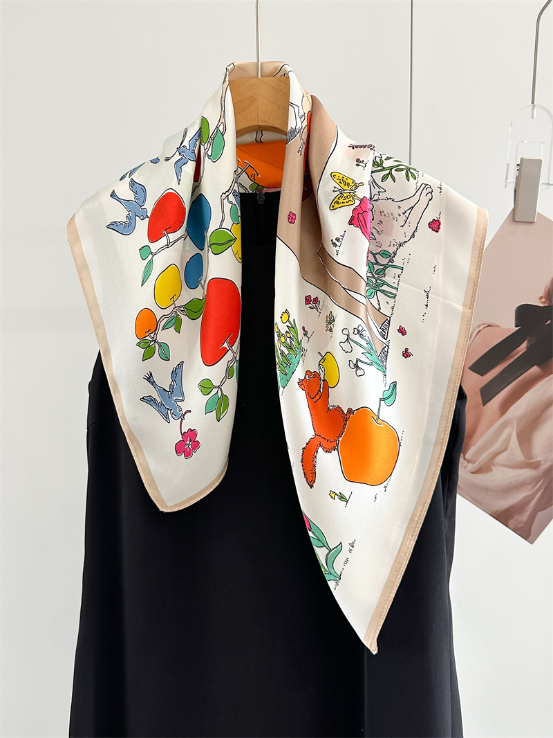Horse Silk Scarf Women Spring  - Travel Hair Accessories recension och pris